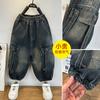 Calças de Meninos Primavera & Outono 2025 Nova Moda Infantil Calças Cargo Jeans Elegantes Calças de Rua de Outono para Meninos Bonitos