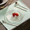 Estilo Nórdico Plato de Fruta con Borde Dorado Mesa de Centro Mesa de Café Vidrio de Cristal Postre Plato de Fruta para el Hogar Plato Plano Artesanías