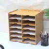 Estantería de escritorio de varios niveles con 30 compartimentos para papel A5, estantería para oficina y estudiantes, marco de madera, estante de almacenamiento de madera, caja de almacenamiento