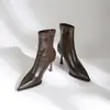 Botines Elásticos Ajustados de Punta Fina para Mujer 2026 Nuevo Otoño/Invierno Tacón Fino Elegantes Tacones Altos Cremallera Lateral Adelgazantes Moda Botines