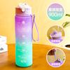 Vaso de Agua al por Mayor Verano Creativo Color Degradado Gran Capacidad Vaso de Plástico con Tapa Pop para Hombres y Mujeres Vaso de Agua Deportivo Portátil para Exteriores