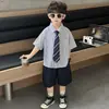 Conjunto de Verão para Meninos 2026 Novo Estiloso Roupa de Bebê Menino Camisa Manga Curta Conjunto de Duas Peças Roupas Finas de Verão para Crianças