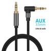 Cabo de Áudio Trançado 1,5 m 3,5 mm em Cotovelo Banhado a Ouro Alongado Macho-Macho de Nylon AUX Linha para Gravador Áudio de Carro