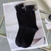 Meias de Renda Primavera e Outono Jk Lolita Meias de Renda Meias Femininas de Meia Panturrilha Estilo Preppy Meninas Meias da Moda Preto e Branco