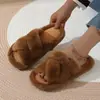 Novidade Outono e Inverno Transfronteiriça, Pantufas de Pelúcia de Cor Sólida de Alta Qualidade para Mulheres Usarem Fora e em Casa, Pantufas de Algodão Peludas