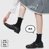 Meias de algodão femininas para outono e inverno, meias de cano médio, estilo japonês de balé da moda outonal, color block, meias empilhadas com barra franzida, cores contrastantes