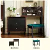 Penteadeira e Cômoda de Madeira Maciça Estilo Francês Vintage Integradas em Uma, Móveis Simples Modernos para Quarto, Penteadeira Estilo Meados do Século com Banqueta
