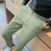 Pantalones casuales de gofre para comercio exterior para hombre, pantalones de traje formal de negocios para primavera y otoño, corte ajustado, sin arrugas, pantalones de cintura elástica
