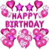 Globos de látex dorados rosa de 12 pulgadas con lentejuelas y lámina de aluminio decorativa con letras de cumpleaños, multicolor.