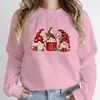Sudadera Nueva de Cuello Redondo para Mujer Otoño e Invierno Top con Estampado Navideño Ropa Deportiva Cálida de Lana para Mujer Ropa Urbana Hip Hop