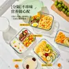 Pote de Vidro Espesso para Micro-ondas, Marmita, Caixa Bento, Tigela de Sopa, Recipiente de Alimentos Compartimentado Selado para Levar Refeições para o Trabalho