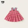 Ropa para Niños Yingsibo Vestido para Niñas Verano Vestido sin Mangas a Cuadros Vestido de Tirantes para Niñas Vestido para Niños Estilo Coreano