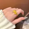 Novo Anel Estilo Chinês Tendência Nacional Luxo Leve Princesa Fugitiva Laço Escovado, Moda Luxo Leve Doce e Fofo Laço