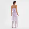 Saia-calça de Suspensório Estilo Resort Francês Praia à Beira-Mar 2026 Novo Estilo de Verão Decote Halter Sem Mangas Franzido Cor Lisa Vestido
