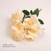 Nova rosa artificial de 9 cabeças com bordas encaracoladas, adereço de decoração de casamento, buquê de mão, flor de seda, atacado do fabricante