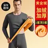 Ropa interior térmica para hombre, traje grueso con forro polar, invierno, verde, terciopelo dorado viejo, ropa de otoño, pantalones largos, camiseta interior de cuello redondo