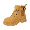 Botas Martin Infantis 2026 Outono/Inverno Nova Moda Botas de Couro Infantis Estilo Britânico Botas Curtas para Meninas Botinhas Amarelas AliExpress
