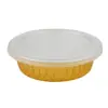 Caja de Almuerzo Redonda de Papel de Aluminio Dorado, Caja para Llevar Polvo de Uñas Flor, Tazón de Papel de Aluminio Calentable, Sellado, Caja de Embalaje a Prueba de Fugas