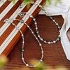 Hebilla de Plata 925 Collar Clásico de Perlas Shijia Doble Capa Color Mixto Gris Platino Tahitiano para Mujer Extraíble y Apilable