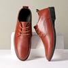 Procesando Zapatos de Cuero de Negocios Personalizados para Hombre, Zapatos Casuales de Trabajo Negros, Simples, Modernos y Versátiles, con Cordones, Suela Blanda, Antideslizantes para Hombre