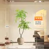 Nantian Bambú Estilo Lujo Ligero Árbol Artificial Decoración Interior Sala de Estar Adornos de Pie Paisajismo Planta Verde Biónica Flor de Seda en Maceta Otros