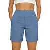 Nuevos shorts de bolsillo para mujer de estilo europeo y americano, de algodón y lino para verano, holgados y casuales, versátiles para usar en casa, adelgazantes y de corte recto