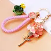 Chaveiro de Flor Rosa de Corda Trançada para Carro de Mulheres, Argola de Chaveiro Pingente de Bolsa de Metal, Presente Criativo Atacado Aliexpress
