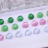 Piedra Ojo de Gato Perlas Redondas de Medio Agujero Perlas Sueltas Semi-Terminadas DIY Collar Pendientes Pasador Accesorios de Joyería Perlas Sueltas Colgante Venta al por Mayor