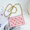Bolsa de Verano Dopamina Color Gelatina Amor con Cuentas Bolso Tejido a Mano de Acrílico 2025 Nuevo Bolso Cruzado