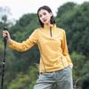 Roupas de secagem rápida ao ar livre primavera e outono malha colar esportes manga comprida fundo manga comprida correndo fitness top camiseta ao ar livre para mulheres
