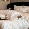 Juego de cuatro piezas de sábanas de seda y funda nórdica de Tencel Lyocell Clase A 100s, ropa de cama de seda helada de verano, suave como la seda para dormir desnudo