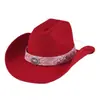 Sombrero del Día de San Valentín Regalo Transfronterizo Sombrero de Vaquero con Pedrería Estilo Navideño Sombrero Cálido a Prueba de Viento Adelgazante para Citas y Sesiones de Fotos