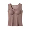 Chaleco térmico de lana Tencel talla grande para mujer, otoño e invierno, no necesita usar sujetador, diseño integrado, ropa interior térmica sin costuras