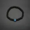 Pulsera Ojo del Diablo Europea y Americana Transfronteriza de Piedra Ojo de Tigre de 6 mm Piedra Mapa Pulsera de Cuentas Azules Malignos de Moda para Hombres y Mujeres