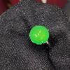 Anillo de mujer de chalcedonia verde hielo incrustada plateada al por mayor, de huevo grande con temperamento, anillo de ágata de huevo de paloma, suministro en vivo