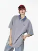 Camiseta Polo Casual de Manga Curta com Gola Polo Xadrez Estilo Universitário Color Block Original do Fabricante Verão Solta Camisa de Meia Manga para Casal