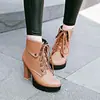 Botas Martin de Cadarço com Rebites Renda Britânica Outono e Inverno 2019 Salto Grosso Chunky Retrô Botas Curtas Comércio Exterior Tamanho Grande Sapatos Femininos wish AliExpress