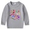 2026 Nova Camiseta Infantil de Primavera e Outono Gola Redonda Desenho Animado Manga Longa Camiseta Básica Conjunto para Meninos e Meninas Camiseta de Algodão