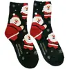 Meias de boneco de neve vermelhas para Outono e Inverno Meias de Homem-Bolo de Gengibre algodão quentes meias de Natal de cano médio fofo desenho animado Papai Noel
