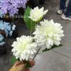 Dália Artificial de Haste Única com 3 Flores, Material para Flores Artificiais de Dália Atacado, Arte Floral Decorativa, Dália Artificial