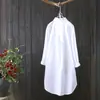 Camisa Artística Bordada de Longitud Media Nueva Transfronteriza de Aliexpress para Mujer, Camisa de Manga Larga Holgada y Versátil, Top Básico