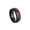 Anillo de hombre de madera de acacia con incrustaciones de doble ranura, estilo antiguo, de acero inoxidable, de alta calidad, transfronterizo europeo y americano.