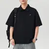 Camisa Polo pesada de 240g para homens, novo estilo verão 2026, camiseta de manga curta com gola de lapela, top casual solto para homens