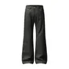 Jeans acampanados Cleanfit para hombre, marca de moda de alta calle, color liso, diseño de bolsillo trasero deconstruido, detalles bordados, corte holgado, pantalón largo