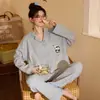 Pijama de Algodón Imitación para Mujer 2026 Otoño Nuevo Dulce Dibujos Animados Niña Conjunto de Ropa para el Hogar Se Puede Usar Afuera
