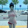 Traje de Baño de Dos Piezas Estilo Nuevo para Mujer, Estilo Coreano Puro Deseo Femenino con Lazo, Cubre Traje Protector Solar, Bikini para Aguas Termales y Natación al Aire Libre
