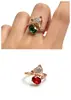 Set de 4 Anillos de Zorro, Gama Alta Ajustables Oro Rosa Imitación de Vidrio Piedras Preciosas de Cristal