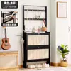 Gabinete de Zapatos Ultradelgado para Entrada, Almacenamiento Integrado y Diseño de Ganchos, Gabinete Vertical con Puertas abatibles, Zapatero de Piso para Pasillo del Hogar, ¡Wow!