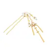 Elegante Novo Estilo Chinês Presilha de Cabelo com Franja de Pérolas para Mulheres, Presilha de Cabelo Retrô Tradicional para Penteados no Topo da Cabeça, Acessório de Cabelo