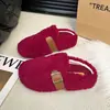 Mules cerrados tipo Birkenstock de suela gruesa, pantuflas de algodón para mujer para exteriores, nuevo estilo otoño e invierno 2026, zapatos de algodón peludos y afelpados para mujer